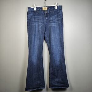 Dear John Womens 31 Flare‎ Jeans Mid Rise Stretch Denim Dark Blue Wash 30 Inseam